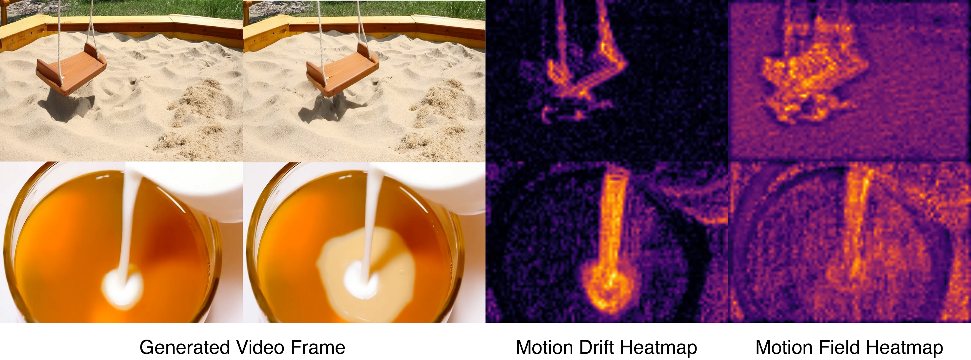 Motion drift and motion field heatmap interpretability